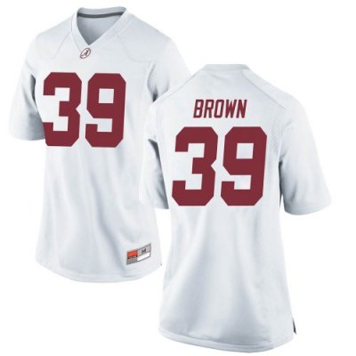 Women's Alabama Crimson Tide #39 Jahi Brown White Replica NCAA College Football Jersey 2403CXLR0